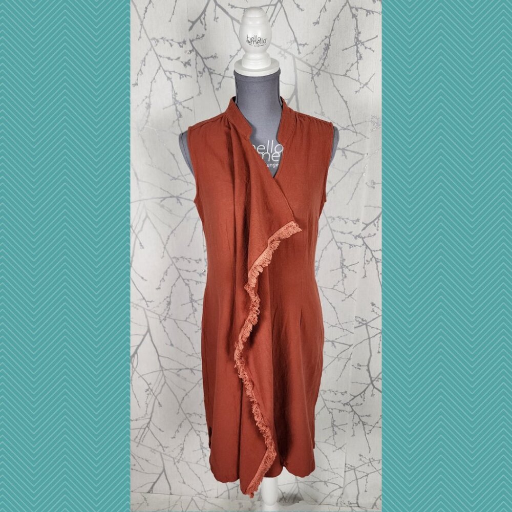 Boo Radley Burnt Orange Ruffle Fringe Midi Dress